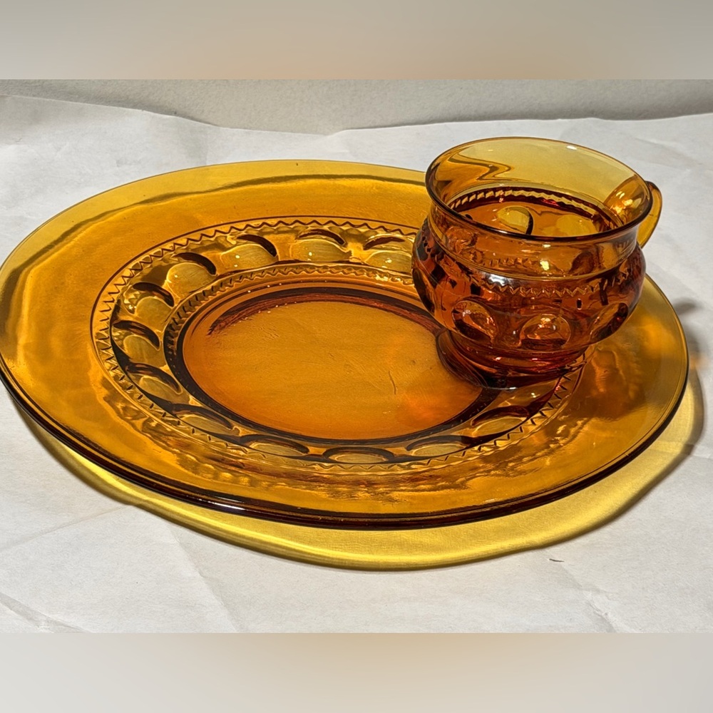Amber Glass Dessert Plate and Bowl Set - Elegant Home Dining.10 sets total$each